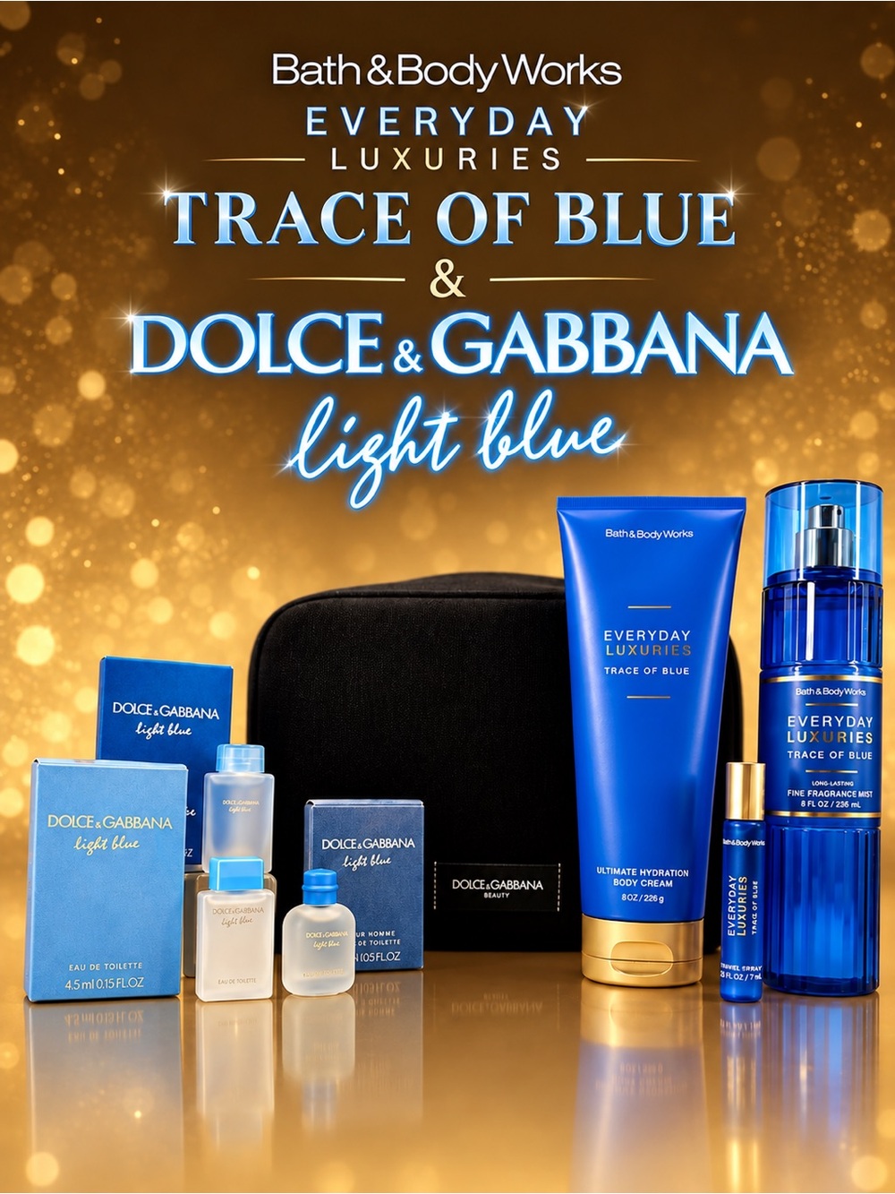 Bath & Body Works Trace of Blue + Dolce & Gabbana Light Blue 7-Pc Set